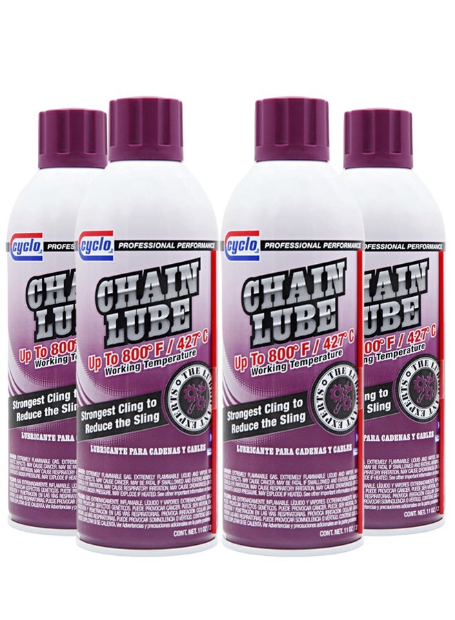 cyclo 4 Piece Combo Motorcycle Chain Lube Spray – High-Temperature Lubricant up to 800°F / 427°C – Reduces Friction & Wear, Prevents Rust, Water Resistant, Long-Lasting Performance for Smooth & Quiet Ride – 11oz - Image 1